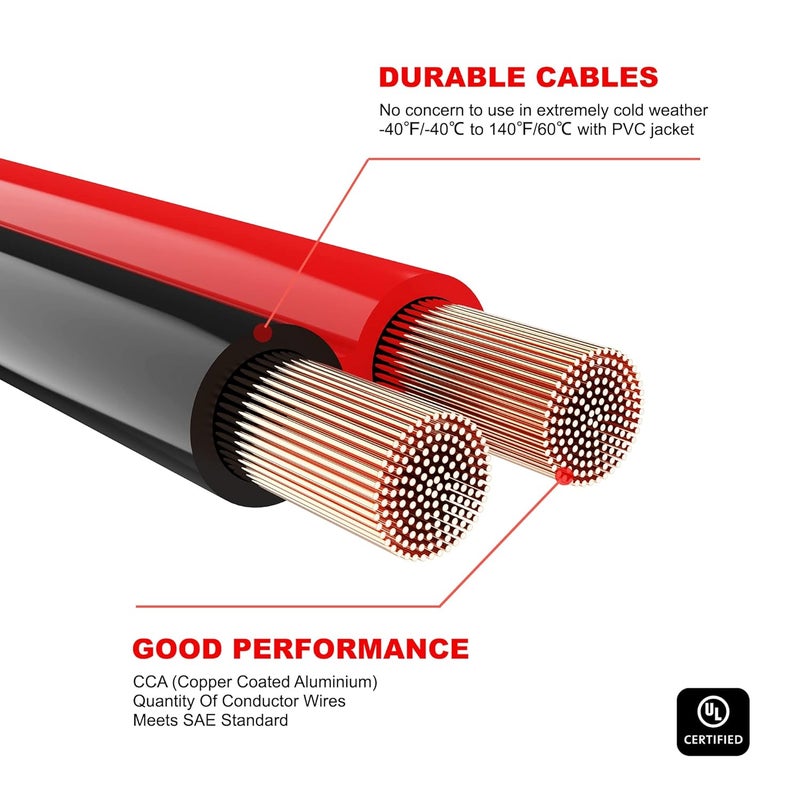 AWELTEC Jumper Cables for car, UL-Listed 8 Gauge 12 Feet Heavy Duty Booster Cables with Carry Bag (8AWG x 12Ft) - Image 4