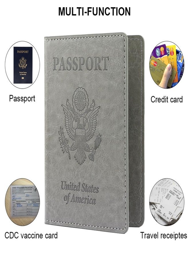 QEYMN Passport Holder, Passport Holders Cover Case, 1 Pack Passport and Vaccine Card Holder Combo, Travel Passport Wallet for Women, Travel Documents Organizer Protector Travel Essentials, Dark Grey - Image 5