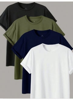 Cool Tarz Cool Style Men's 4-Pack Comfort Fit 100% Cotton Thick Texture Multicolored T-Shirt 