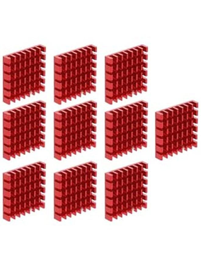 Red Oxidized Aluminum Heat Sink Set for CPU LED Cooling 10pcs Thermal Conduction Radiator - Image 1