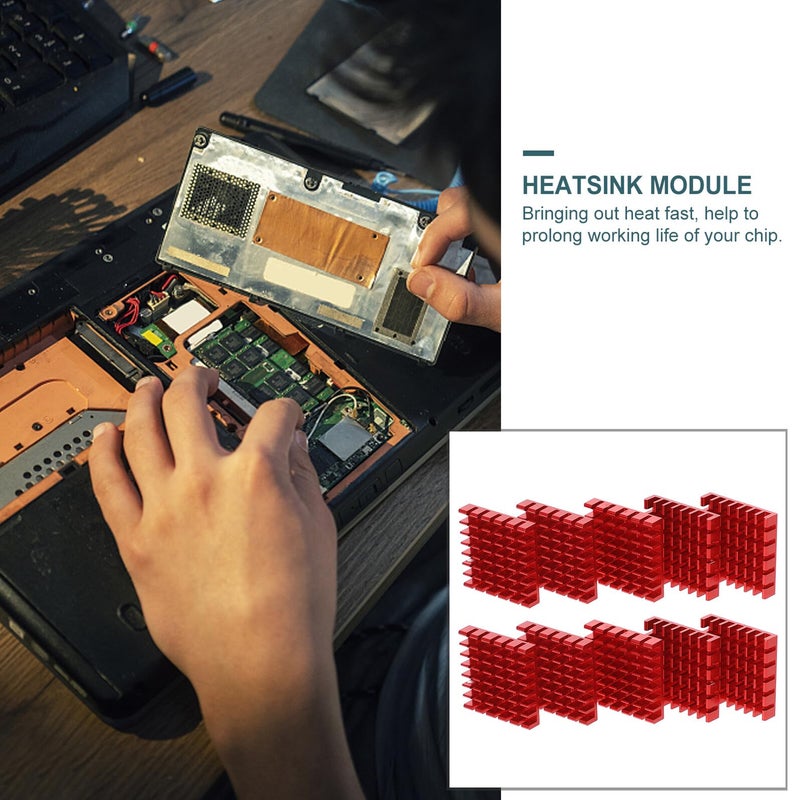Red Oxidized Aluminum Heat Sink Set for CPU LED Cooling 10pcs Thermal Conduction Radiator - Image 5