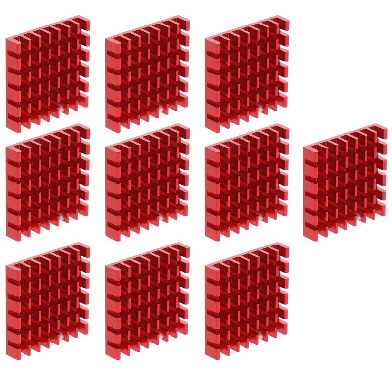 Red Oxidized Aluminum Heat Sink Set for CPU LED Cooling 10pcs Thermal Conduction Radiator - Image 2