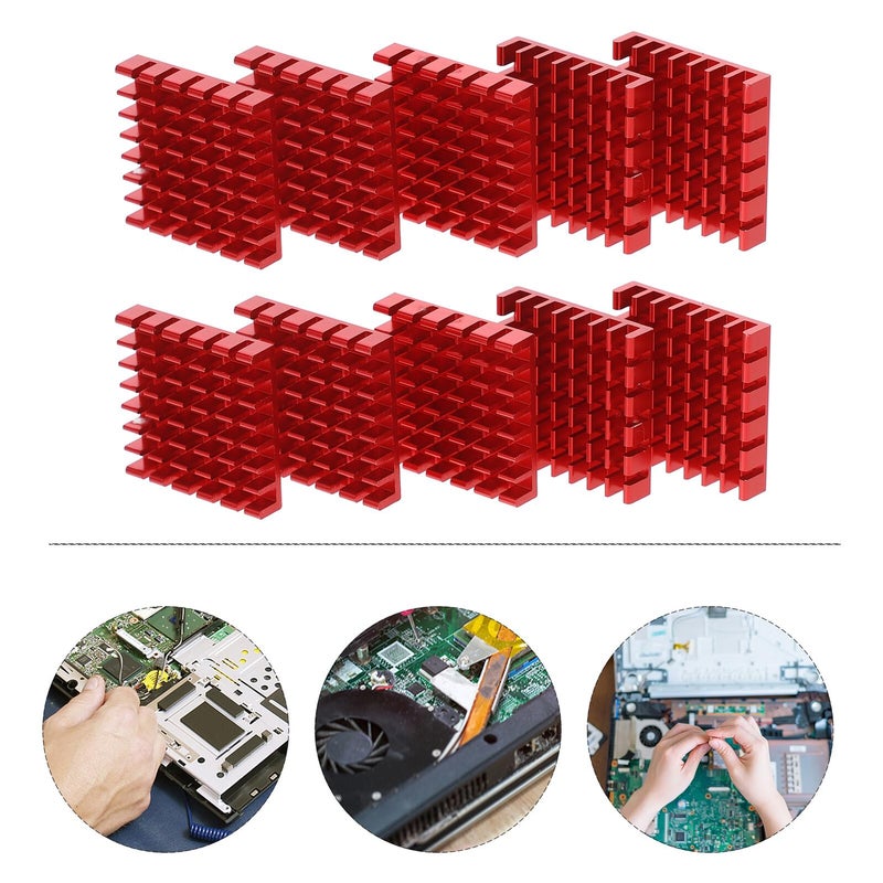 Red Oxidized Aluminum Heat Sink Set for CPU LED Cooling 10pcs Thermal Conduction Radiator - Image 4