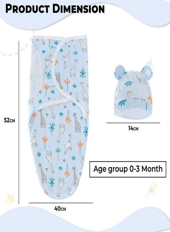 BEMBIKA Baby Swaddle Wraps - Soft Cotton Swaddle Wrap, Muslin Hooded Swaddle Wrap for Newborns - Comfortable, Breathable, and Safe Set Of 2 - (Toddler Blue Giraffe Design) - Image 4