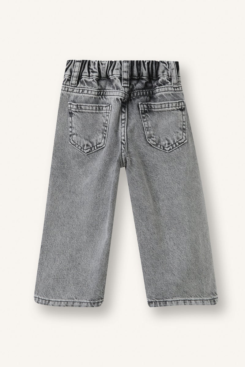 DeFacto Grey BabyGirl Baby Girl 100% Cotton Wide Leg Cotton Trousers Casual - Image 3