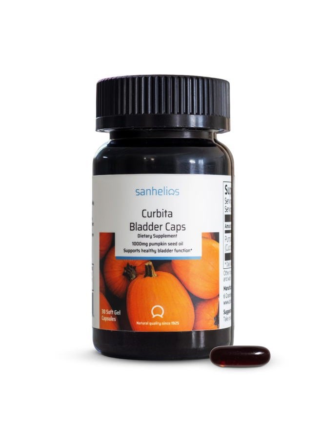 Sanhelios Curbita Bladder Caps, European Pumpkin Seed Oil Dietary Supplement, 1000mg (30 Softgels) - Image 1