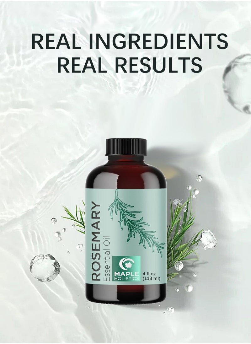 Maple Holistics - Rosemary Essential Oil, Pure Rosemary Oil for Hair Growth, All Natural Multi Used Hair Care Serum, for Hair Skin and Nails Refreshing Aromatherapy Oil 118ml - Image 1