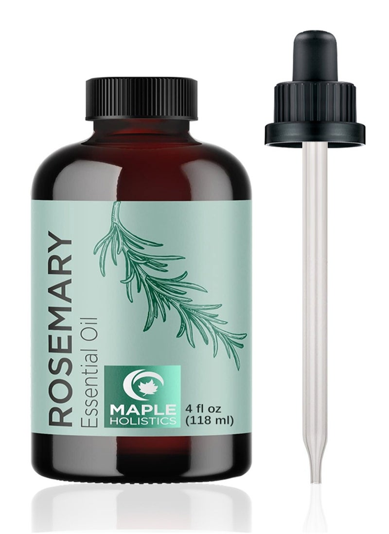 Maple Holistics - Rosemary Essential Oil, Pure Rosemary Oil for Hair Growth, All Natural Multi Used Hair Care Serum, for Hair Skin and Nails Refreshing Aromatherapy Oil 118ml - Image 1