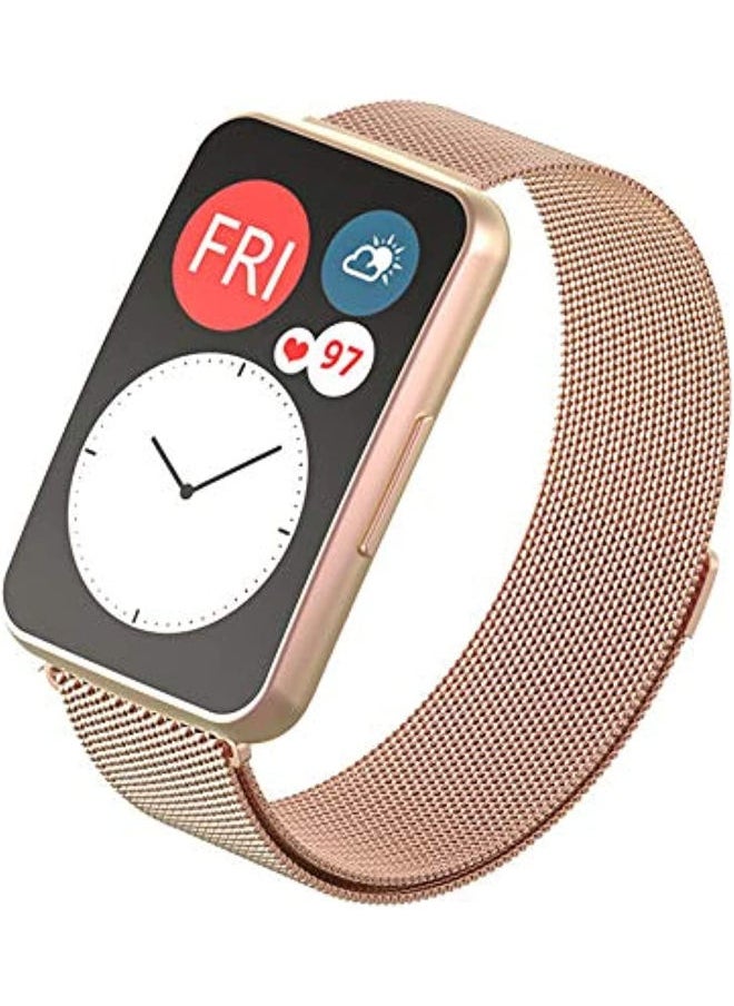 SHOPI - Replacement Milanese Band compatible with Huawei Fit Watch, stainless steel strap - RoseGold - Image 1