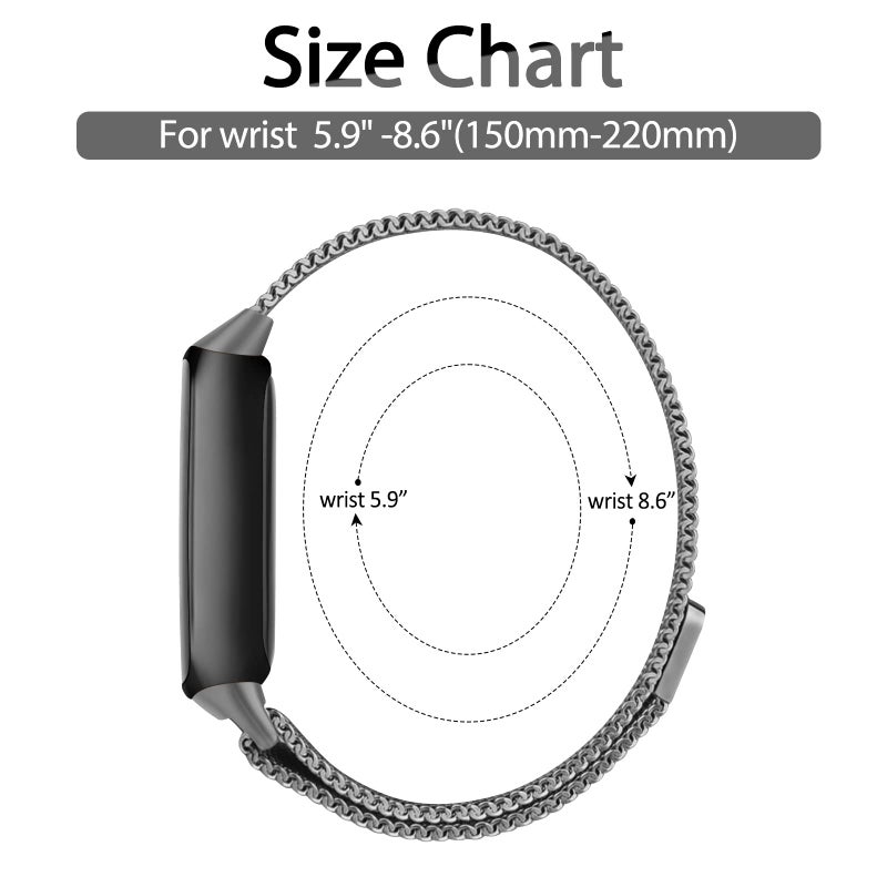 Vanjua Metal Band for Fitbit Luxe Bands Women Men, Stainless Steel Mesh Loop Adjustable Wristband Replacement Strap Compatible with Fitbit Luxe Fitness and Wellness Tracker (Space Gray) - Image 4