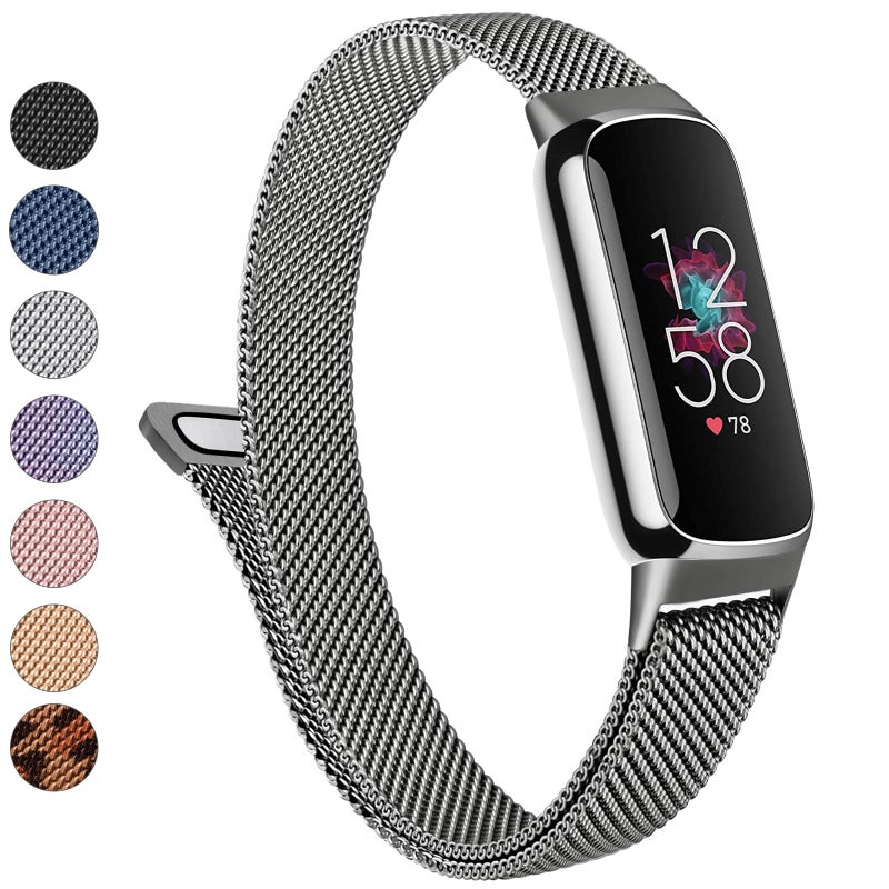 Vanjua Metal Band for Fitbit Luxe Bands Women Men, Stainless Steel Mesh Loop Adjustable Wristband Replacement Strap Compatible with Fitbit Luxe Fitness and Wellness Tracker (Space Gray) - Image 1