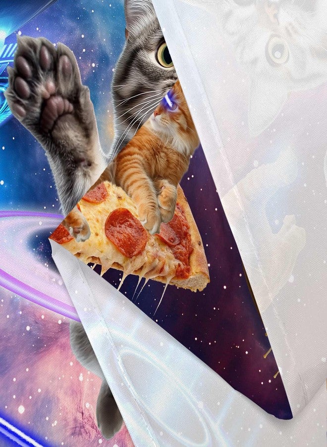 Drgilau Funny Cat Shower Curtain Cool Outer Space Shower Curtains for Boys Kids, Hilarious Cat Galaxy Universe Bathroom Curtain Decor Waterproof Fabric Bath Curtains with 12 Hooks 72X72 Inch - Image 4
