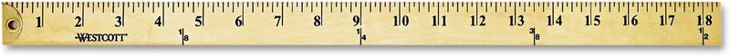Westcott 10425 Wooden Yardstick with Brass Ends and Hang Holes Clear Lacquer Finish - Image 1