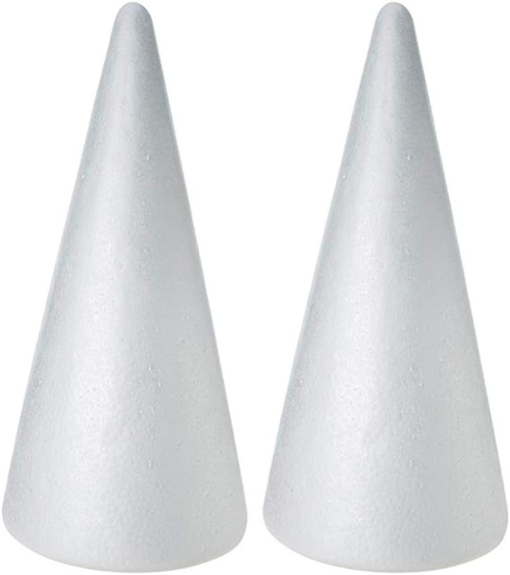 comfrt Foam Tree Cones, 2pcs White Styrofoam Polystyrene Christmas Tree Foam Cones for DIY Crafts, Xmas Party Decor, Christmas Gnomes, Table Centerpiece, 38cm/ 15 inches - Image 1
