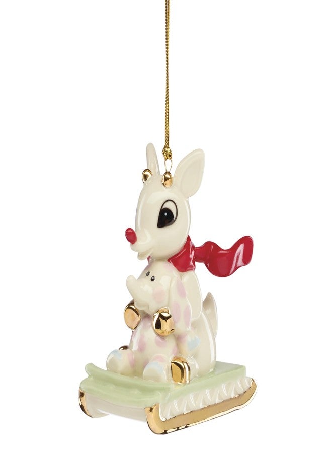 Lenox Ornaments Rudolph and Misfit Elephant Christmas Decorations Porcelain with Gold Accents and Hanging Band for Christmas Tree Decoration, Winter Tree Ornaments (Pack of 1) - Image 1