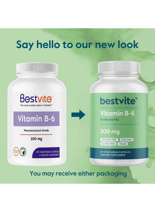 BESTVITE Vitamin B-6 200mg (120 Vegetarian Capsules) - No Stearates - No Flow Agents - Vegan - Non GMO - Gluten Free - Image 3