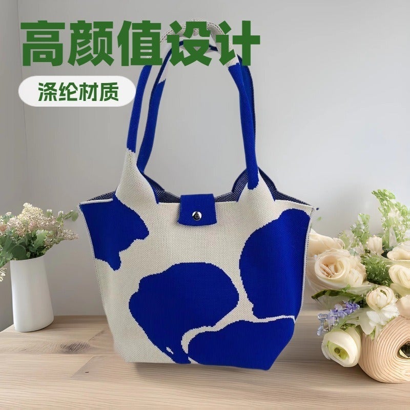 Knitted Tote Bag for Women – Thickened Polyester Urban Style Handbag - Image 3