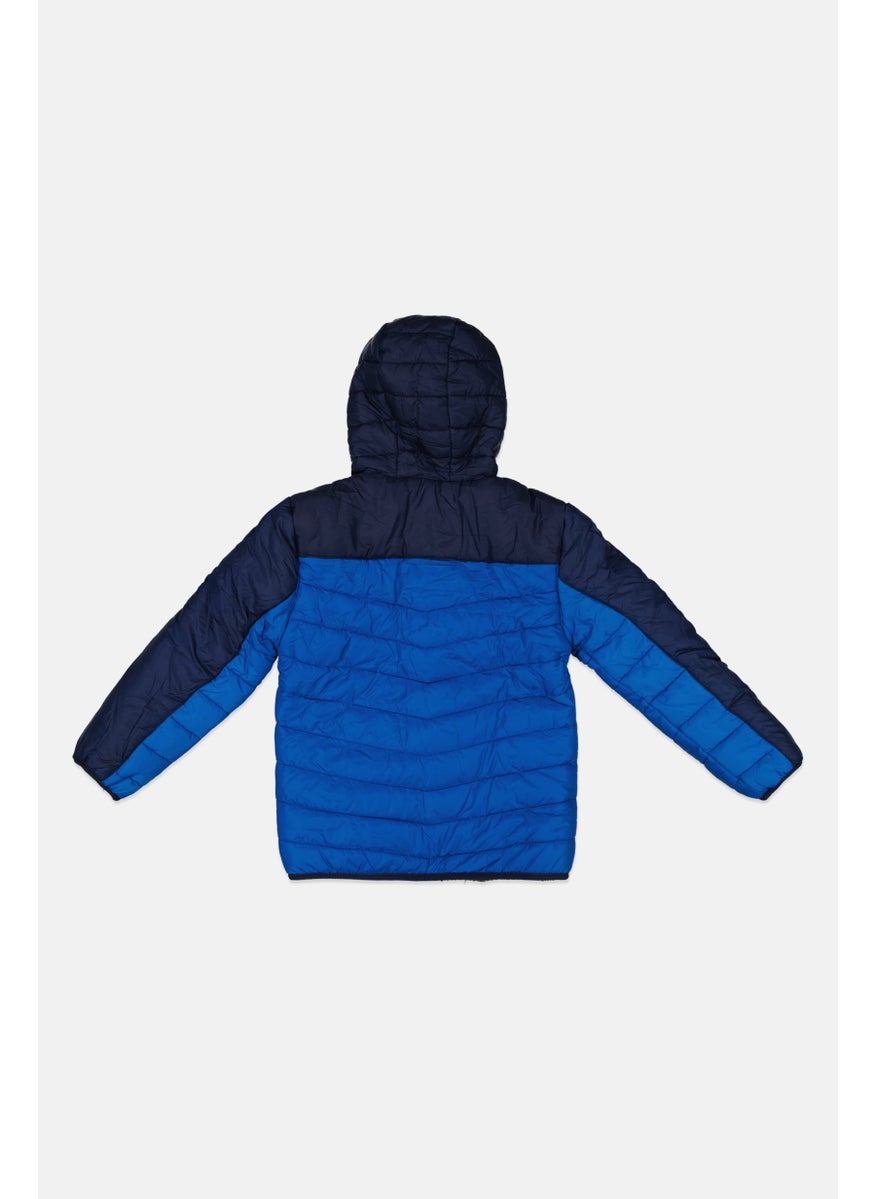 Weatherproof Kids Boy Brand Logo Reversible Puffer Jacket, Blue Combo  - Image 2