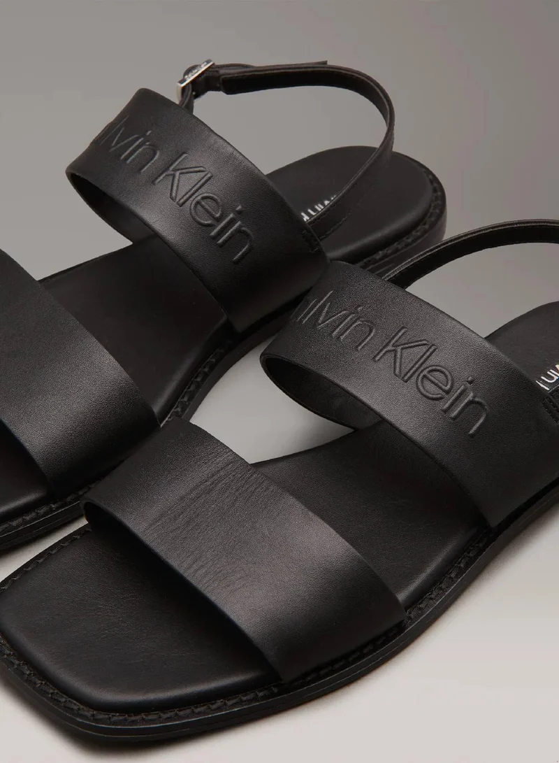Calvin Klein Ck Black Leather Sandals for Women | Best Price UAE