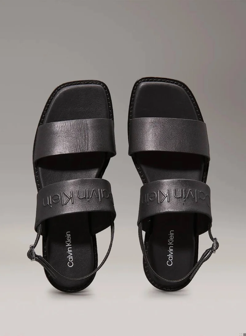 Calvin Klein Ck Black Leather Sandals for Women | Best Price UAE