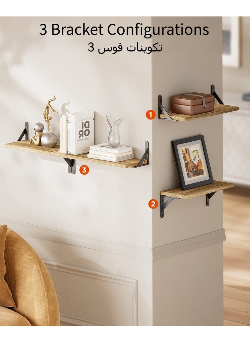 أنمي طقم أرفف ديكور منزلي مكون من 4 قطع، أرفف خشبية عائمة مثبتة على الحائط لغرفة النوم والحمام وغرفة المعيشة والمطبخ والمكتب  - Image 2