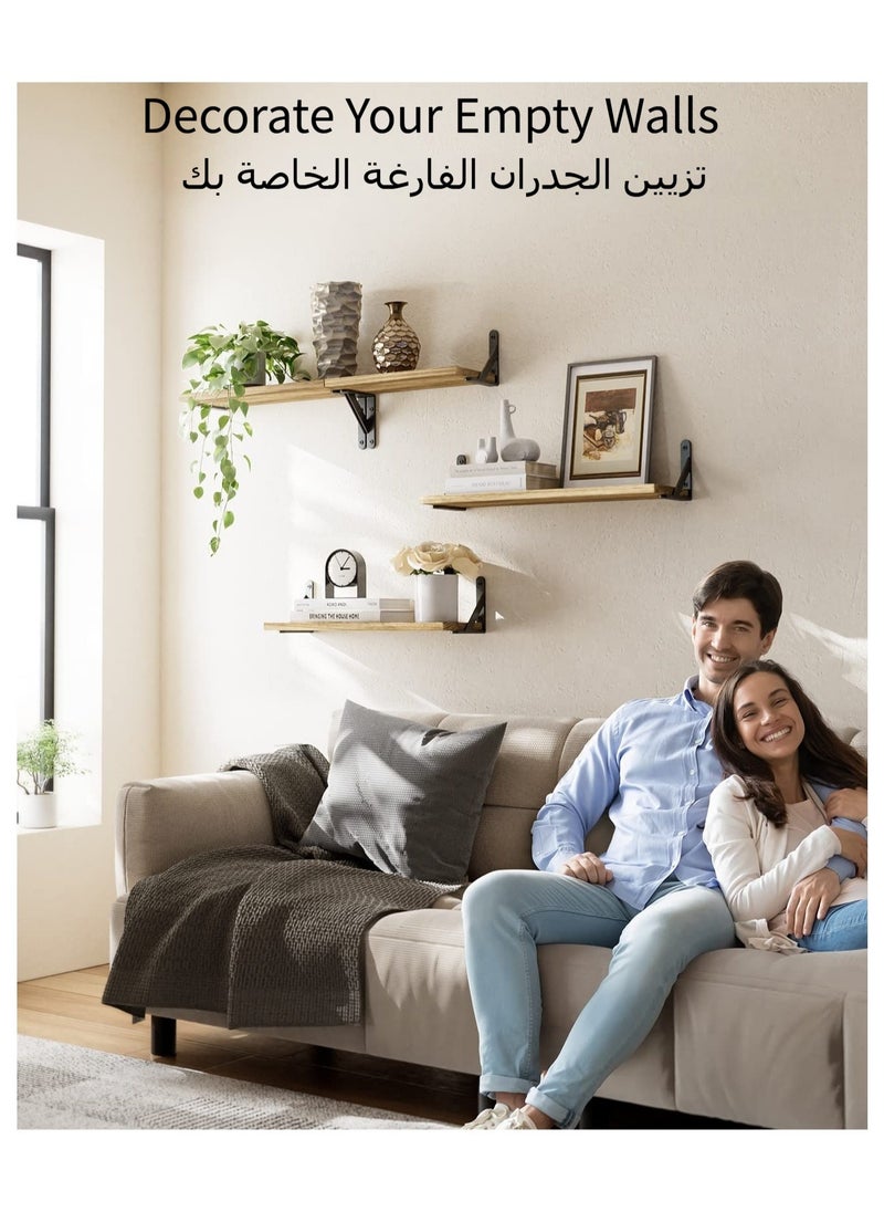 أنمي طقم أرفف ديكور منزلي مكون من 4 قطع، أرفف خشبية عائمة مثبتة على الحائط لغرفة النوم والحمام وغرفة المعيشة والمطبخ والمكتب  - Image 5
