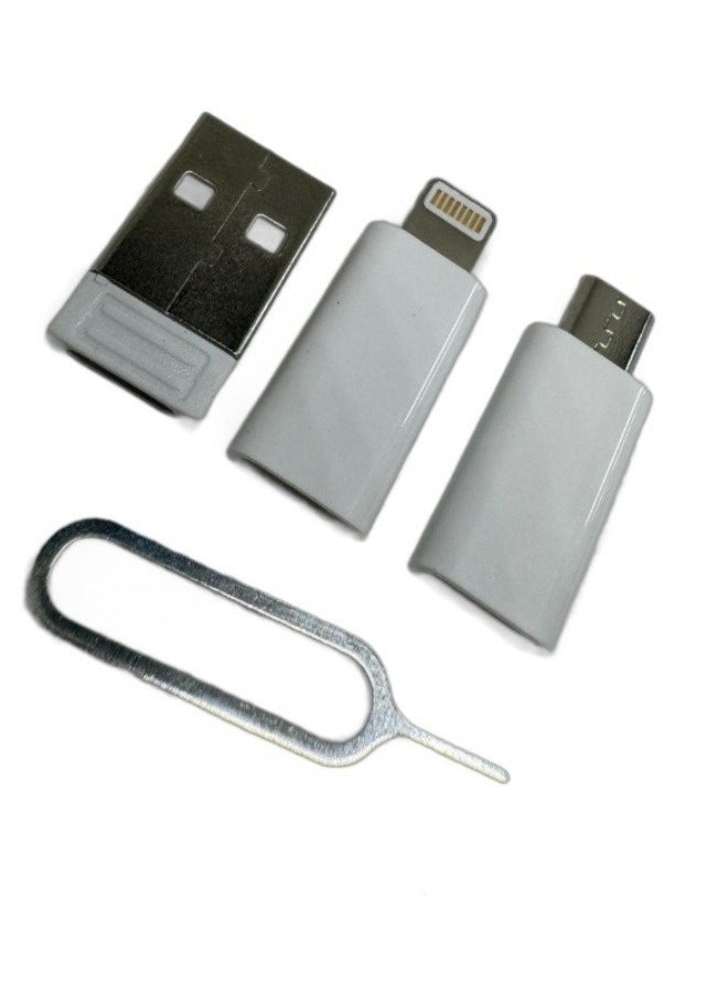 Portable 60w Data Cable Adapter 6 In 1 Set Portable Digital Accessories Data Cable Folding Set Suitable For Apple Android Type-C Universal Version Fast Charging Data Cable White