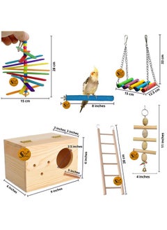 مجموعة ألعاب الطيور الخشبية | صندوق تربية، سلم، مجثم رملي، أرجوحة، ملحق قفص معلق | للبادجي، الببغاء، الكوكتيل، الببغاء البري، الكونيور، المكاو وما إلى ذلك - pzsku/Z4A37788E5D07B20274A2Z/45/_/1728309001/dba5b783-f652-424f-8faa-5228fd79286c
