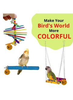 Sage Square Wooden Bird Toys Combo | Breeding Box, Ladder, Sand Perch, Swing, Hanging Cage Accessory | For Budgie, Parrot, Cockatiel, Parakeet, Conure, Macaw Etc  - Image 3