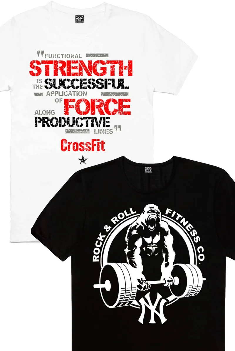 Strong Strong Crossfit White, Gorilla Gym Men's T-Shirt 2 Pack Eco