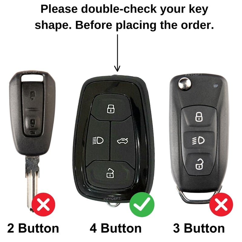 Keycept™ Metal Key Cover for Tata Nexon | Curvv | Altroz | Harrier | Punch | EV | Tigor | Tiago EV Electric | Safari and Facelift 4 Button Smart Key with Keychain (Long Keychain). - Image 2