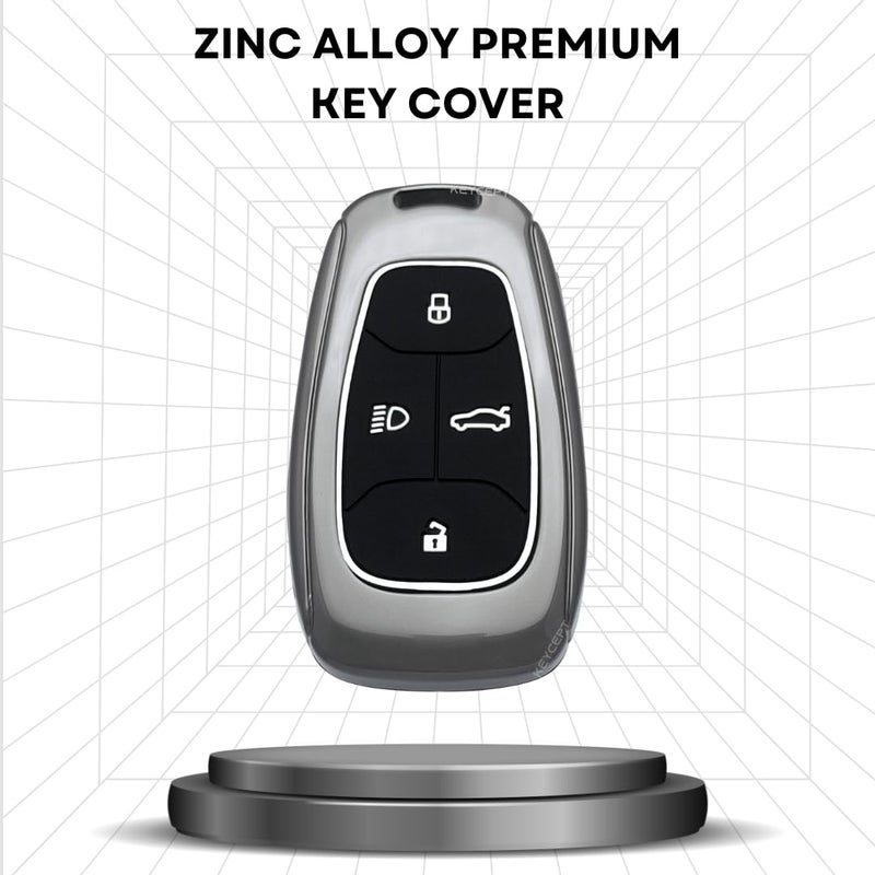Keycept™ Metal Key Cover for Tata Nexon | Curvv | Altroz | Harrier | Punch | EV | Tigor | Tiago EV Electric | Safari and Facelift 4 Button Smart Key with Keychain (Long Keychain). - Image 3