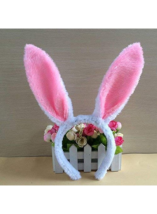 Balloonistics Girl's Cosplay Costume Rabbit Bunny Glitter Ears Hair Hoop Headband and Bowtie Tail Set (White and Pink) - Image 1