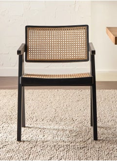 Roman Gifts Mid century Modern Accent Chair Solid Wood Frame Armchair with Natural Organic Rattan Cane Perfect for Home Office Living Room and Dining Room  - Image 3