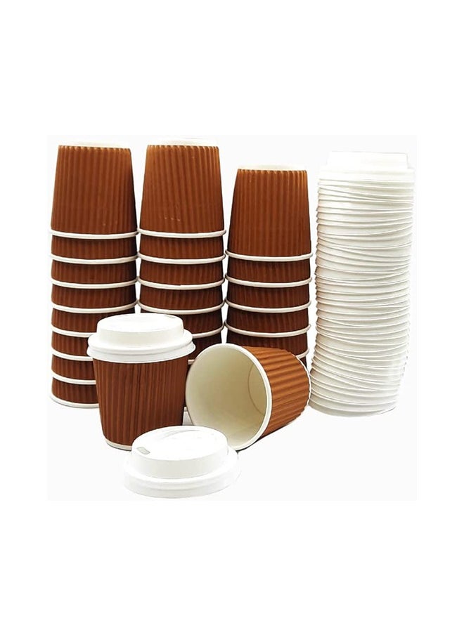 SNH Packing - Brown Ripple Cup 4 Ounce With Lid 25 Pieces - Image 1
