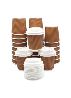 Brown Ripple Cup 4 Ounce With Lid 25 Pieces