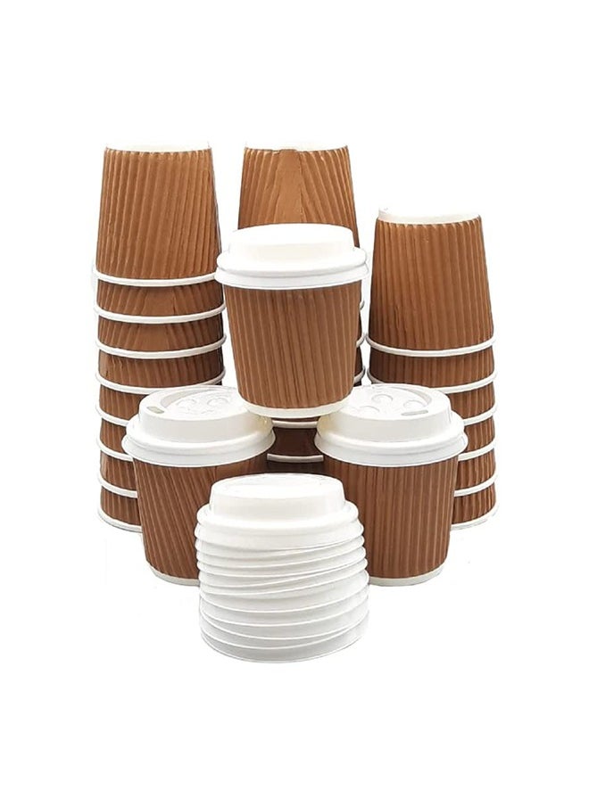 SNH Packing - Brown Ripple Cup 4 Ounce With Lid 25 Pieces - Image 1