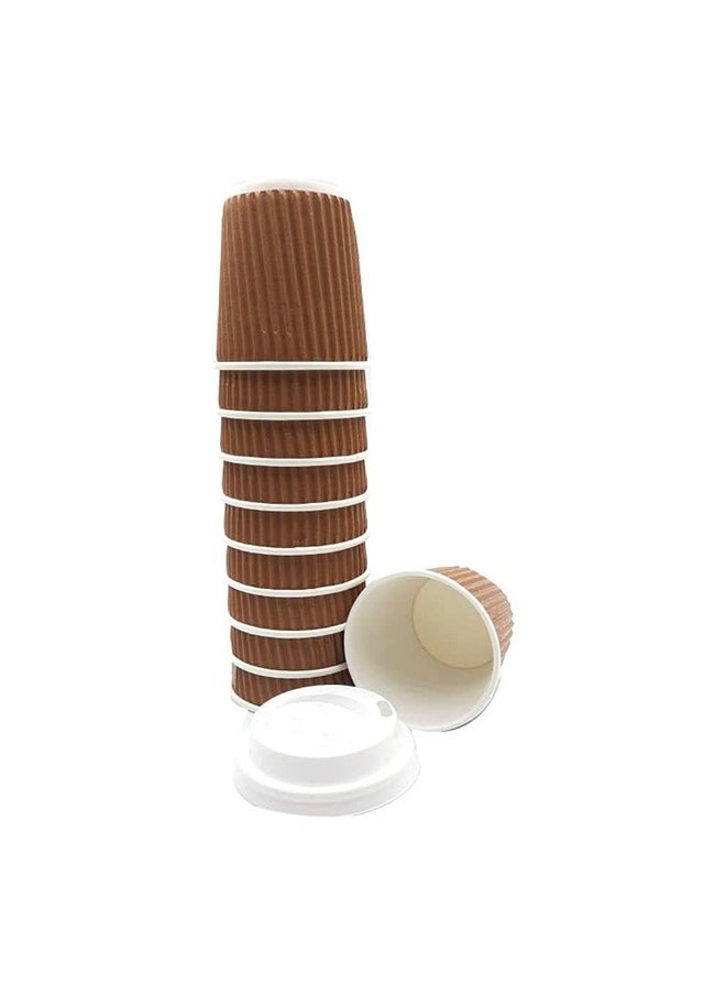 SNH Packing - Brown Ripple Cup 4 Ounce With Lid 25 Pieces - Image 1