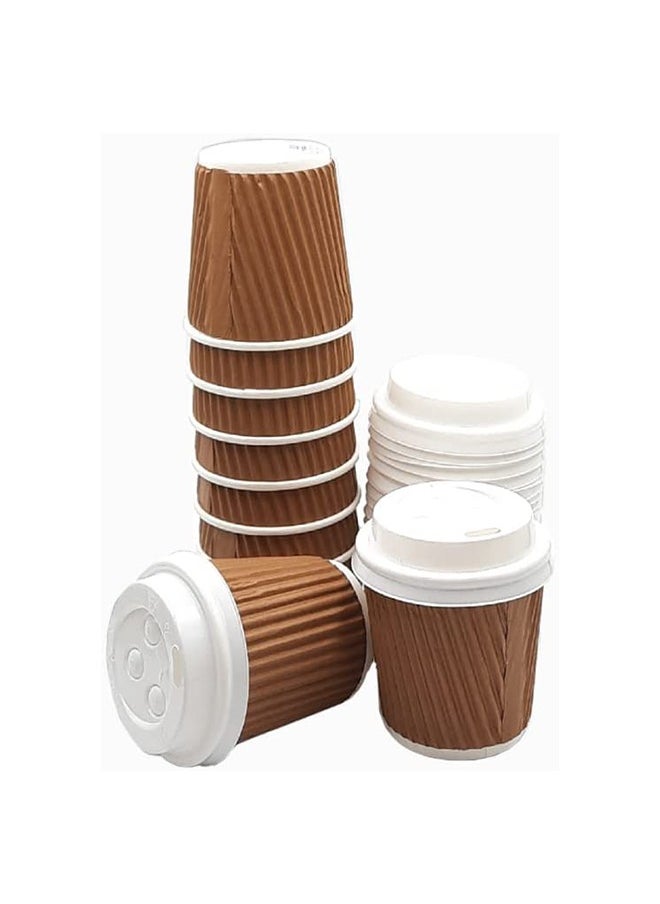 SNH Packing - Brown Ripple Cup 4 Ounce With Lid 25 Pieces - Image 1