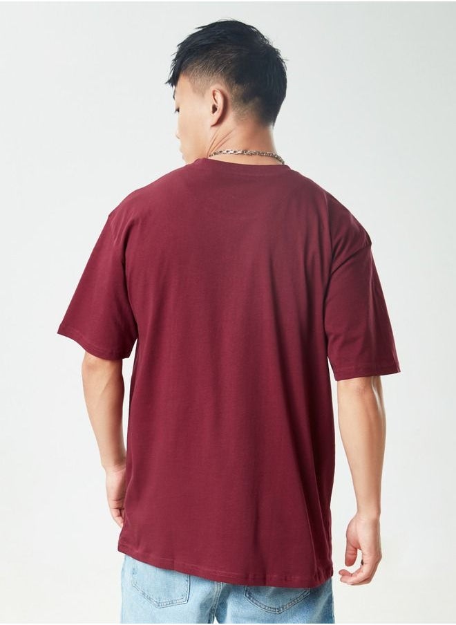 The Souled Store The Souled Store Basic Burgandy Color T-shirt for Men and Boys  - Image 4