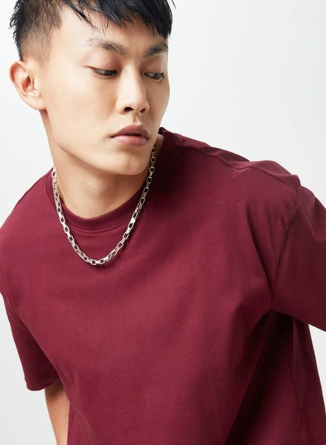 ذا سوليد ستور تيشيرت أساسي رجالي ولادي لون عنابي