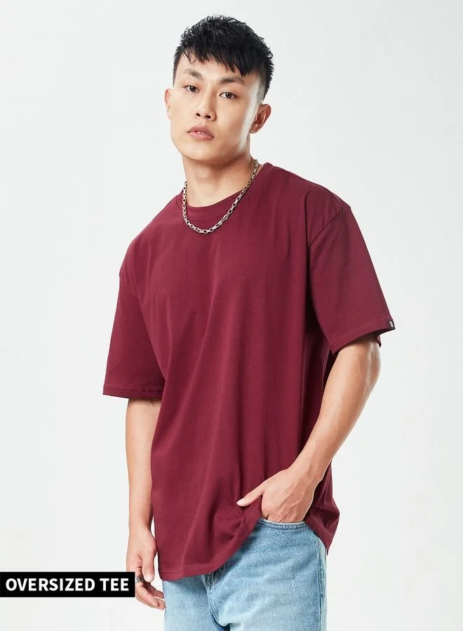 ذا سوليد ستور تيشيرت أساسي رجالي ولادي لون عنابي