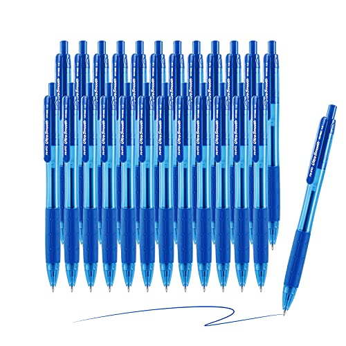 AIHAO Retractable Ballpoint Pens Blue Ink 24 Pack 10mm Medium Point UltraSmooth Ink Comfortable Grip Ideal for Journaling Note Taking Planners