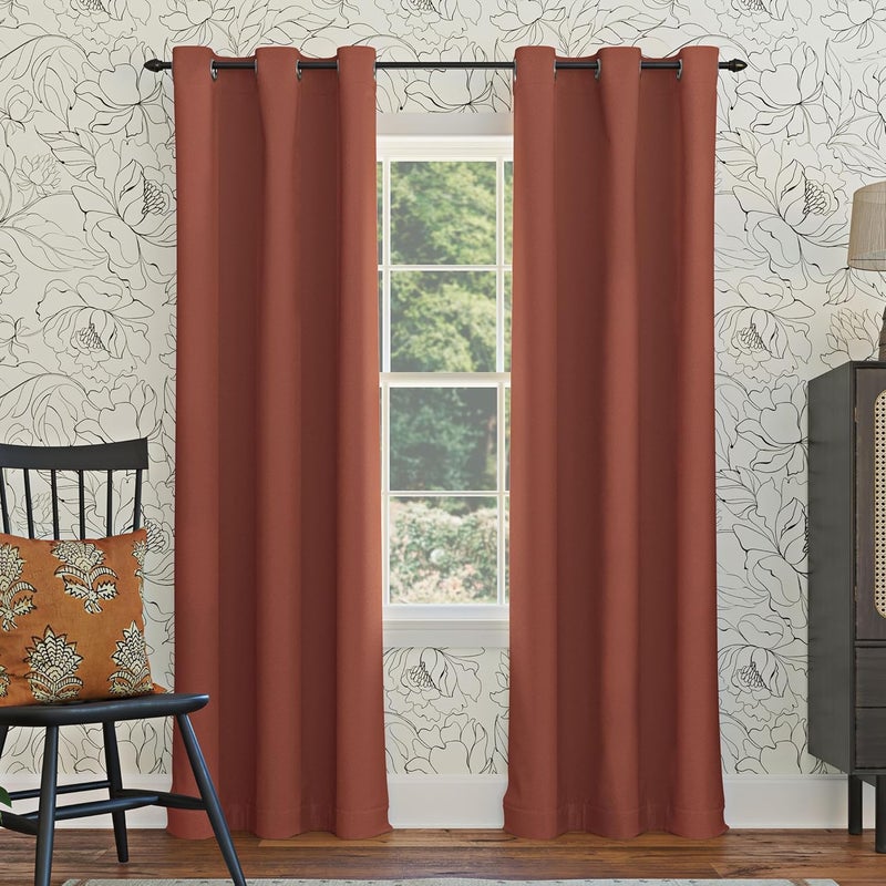 Sun Zero Easton Energy Saving Blackout Grommet Curtain Panel, 40" x 63", Terracotta Orange - Image 1