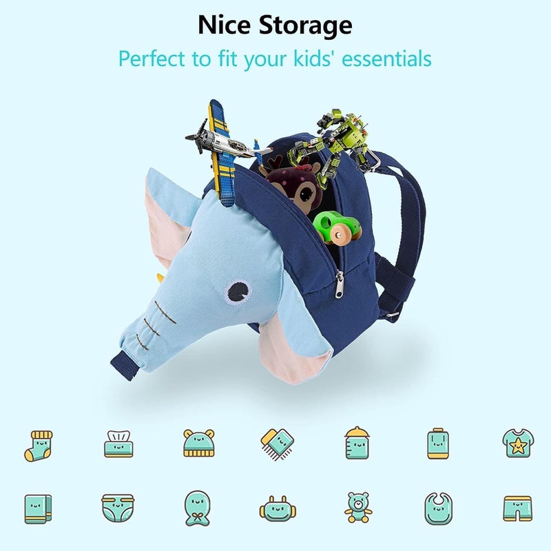 Toddler Anti-Lost Leash Backpack, Toddler Walking Safety Harness Backpack with Leash, Anti Lost Child Backpack with Safety Leash, for Airport Travel Kids Baby Infant Boys Girls, Blue, 1 Pcs - Image 2