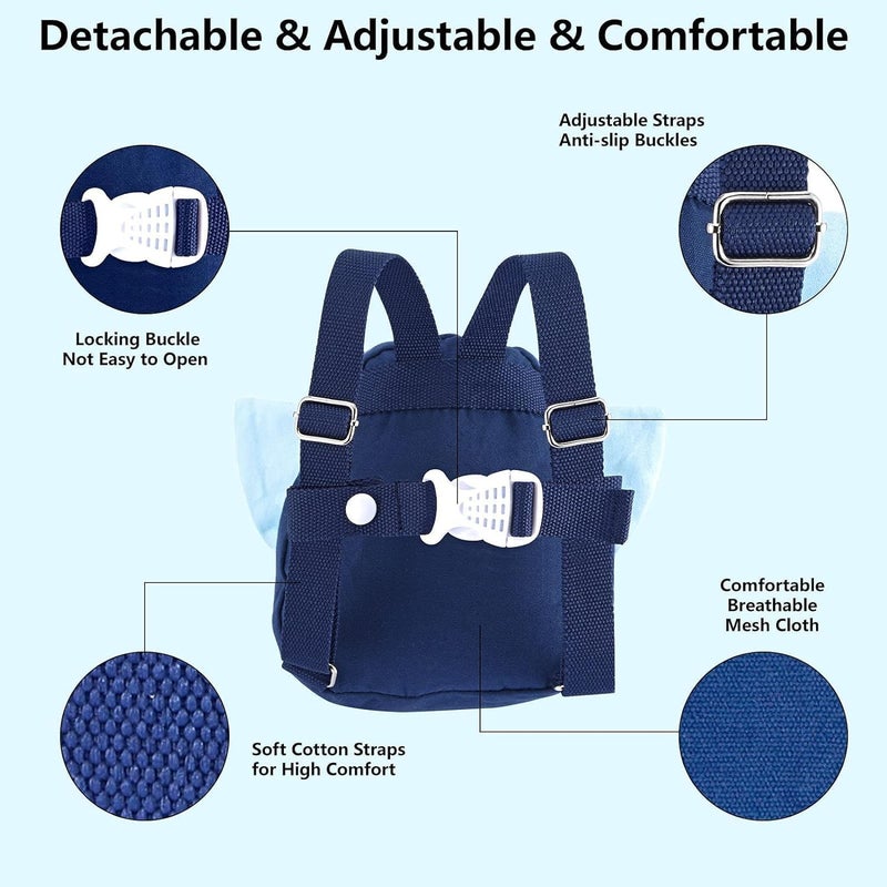 Toddler Anti-Lost Leash Backpack, Toddler Walking Safety Harness Backpack with Leash, Anti Lost Child Backpack with Safety Leash, for Airport Travel Kids Baby Infant Boys Girls, Blue, 1 Pcs - Image 4