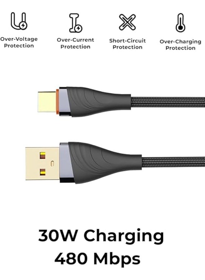 glassology Braided Cable 30W USB to Type C 1m Fast Charging, Durable Design, Compatible with iPhone 8–17 Series  Windows And MacBook Pro, MacBook Air, iPad Pro, Samsung Galaxy S23/22/Z Fold/Z Flip, Google Pixel 7/6A,PS5 - Image 4