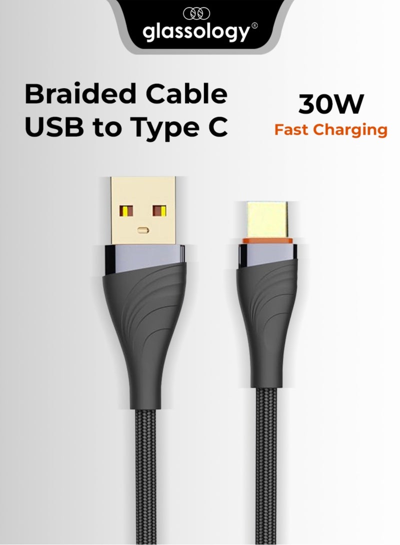 glassology Braided Cable 30W USB to Type C 1m Fast Charging, Durable Design, Compatible with iPhone 8–17 Series  Windows And MacBook Pro, MacBook Air, iPad Pro, Samsung Galaxy S23/22/Z Fold/Z Flip, Google Pixel 7/6A,PS5 - Image 1