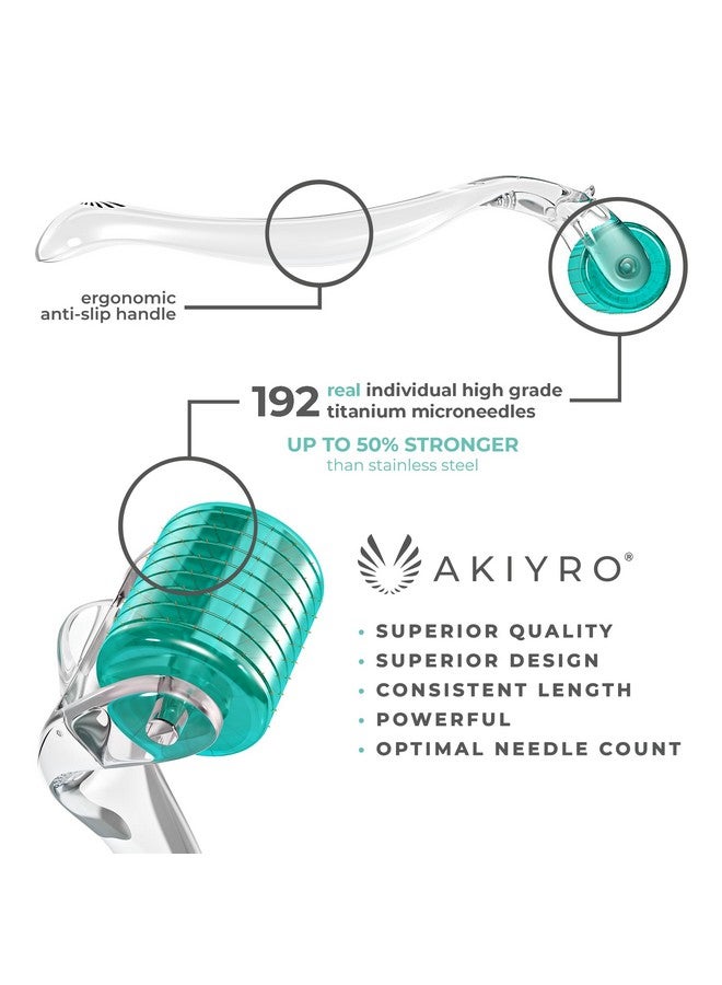 AKIYRO Derma Roller Titanium 0.30Mm Microderm Roller Microneedle Roller With Casepersonal Use Microneedling Roller 192 Micro Needle Dermal Roller At Home Microdermabrasion Face Roller (Green) - Image 5