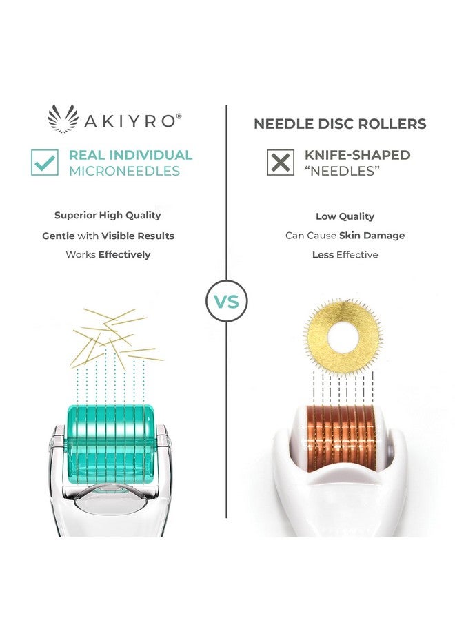 AKIYRO Derma Roller Titanium 0.30Mm Microderm Roller Microneedle Roller With Casepersonal Use Microneedling Roller 192 Micro Needle Dermal Roller At Home Microdermabrasion Face Roller (Green) - Image 2